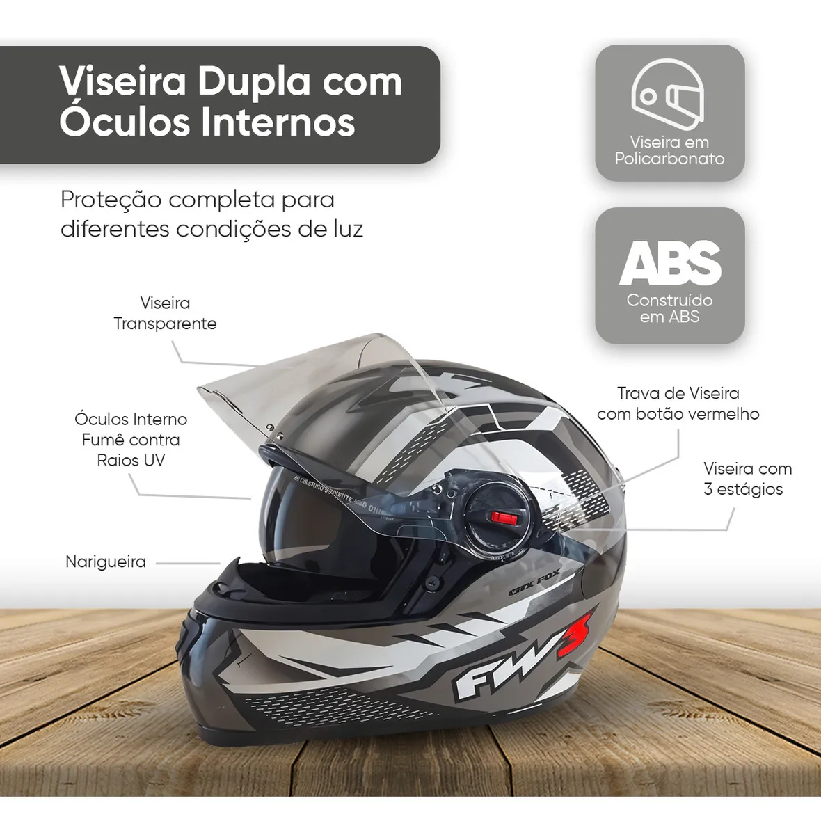 Capacete FW3 - Vista Lateral